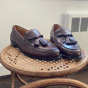 Johnston Murphy Cellini Men Loafer Slip on  Brown/maroon Leather Size 10 Tassel
